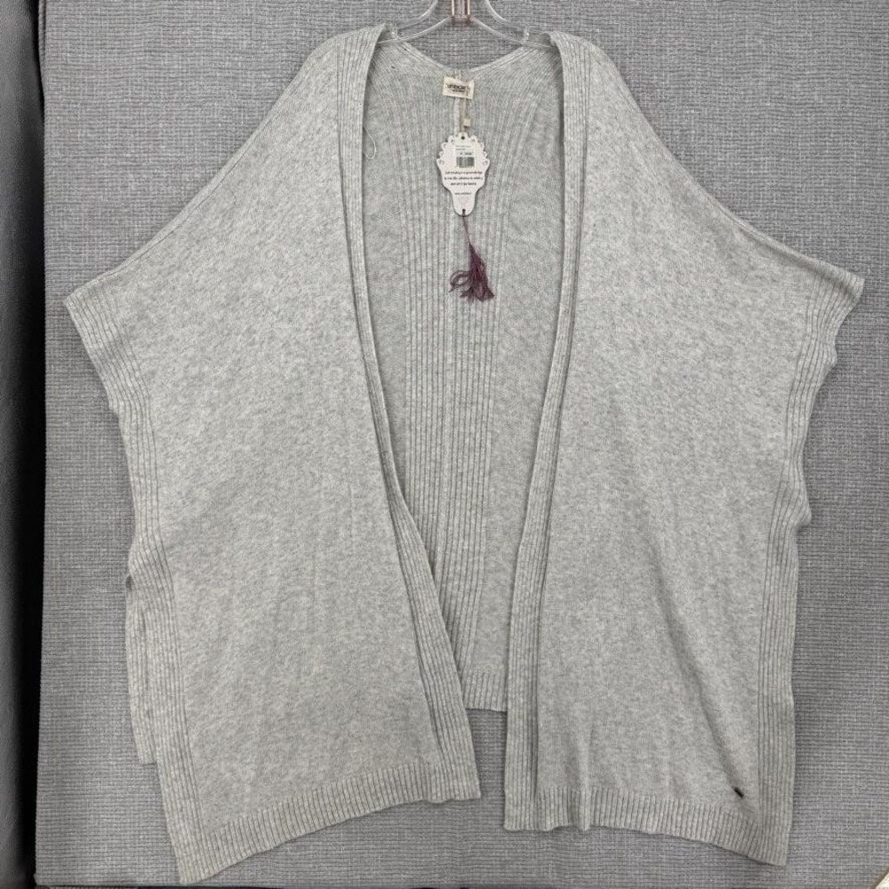 Umbrale Vest Womens XL Gray Collarless Open Oversized Scoop Neck Knit Wool-Blend